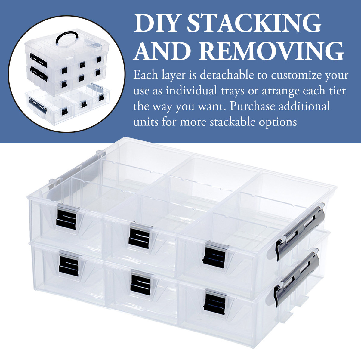 24 Slot Stackable Plastic Storage Bin